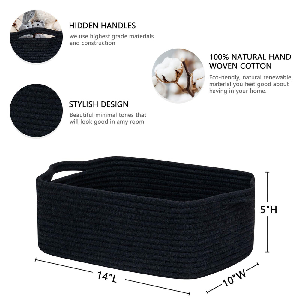 CubesLand cotton rope basket with handle design for easy shelf access.