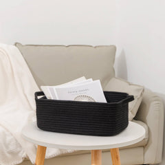 CubesLand cotton rope basket on shelf blends with neutral decor.