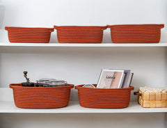 CubesLand cotton rope basket with handle for easy carry and organized space