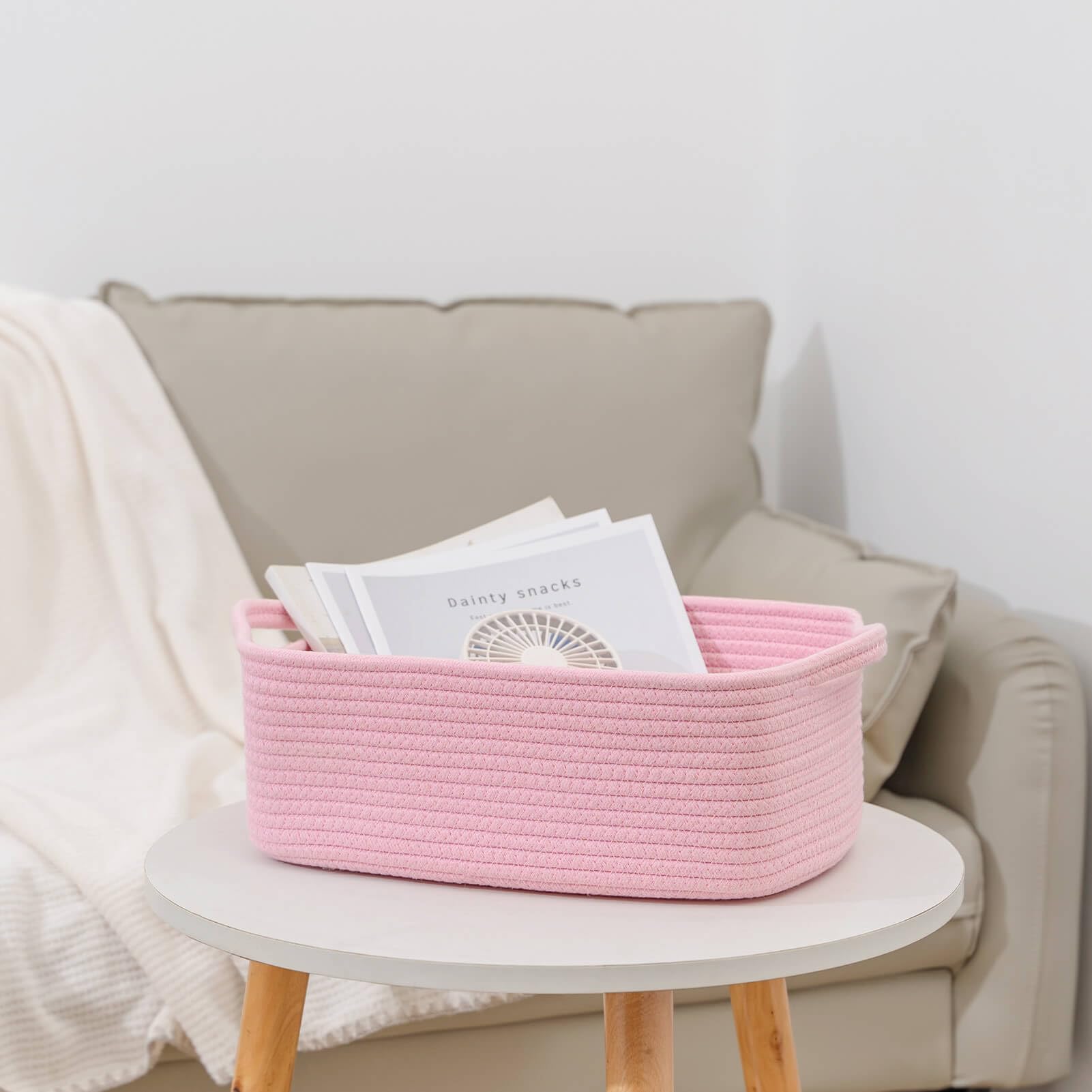 CubesLand decor rectangular basket pink blends with any room while storing small items