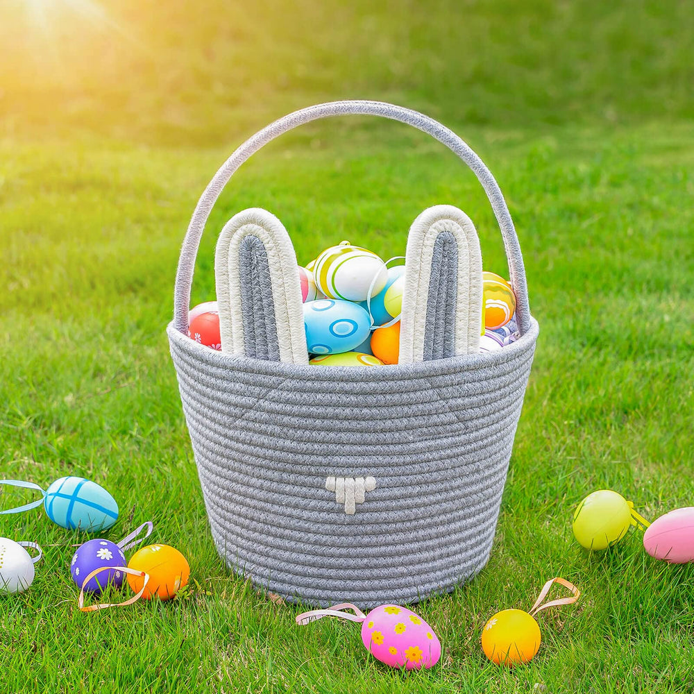 CubesLand Easter basket size 9.8x7.8x7.8 inches shown for ample storage.