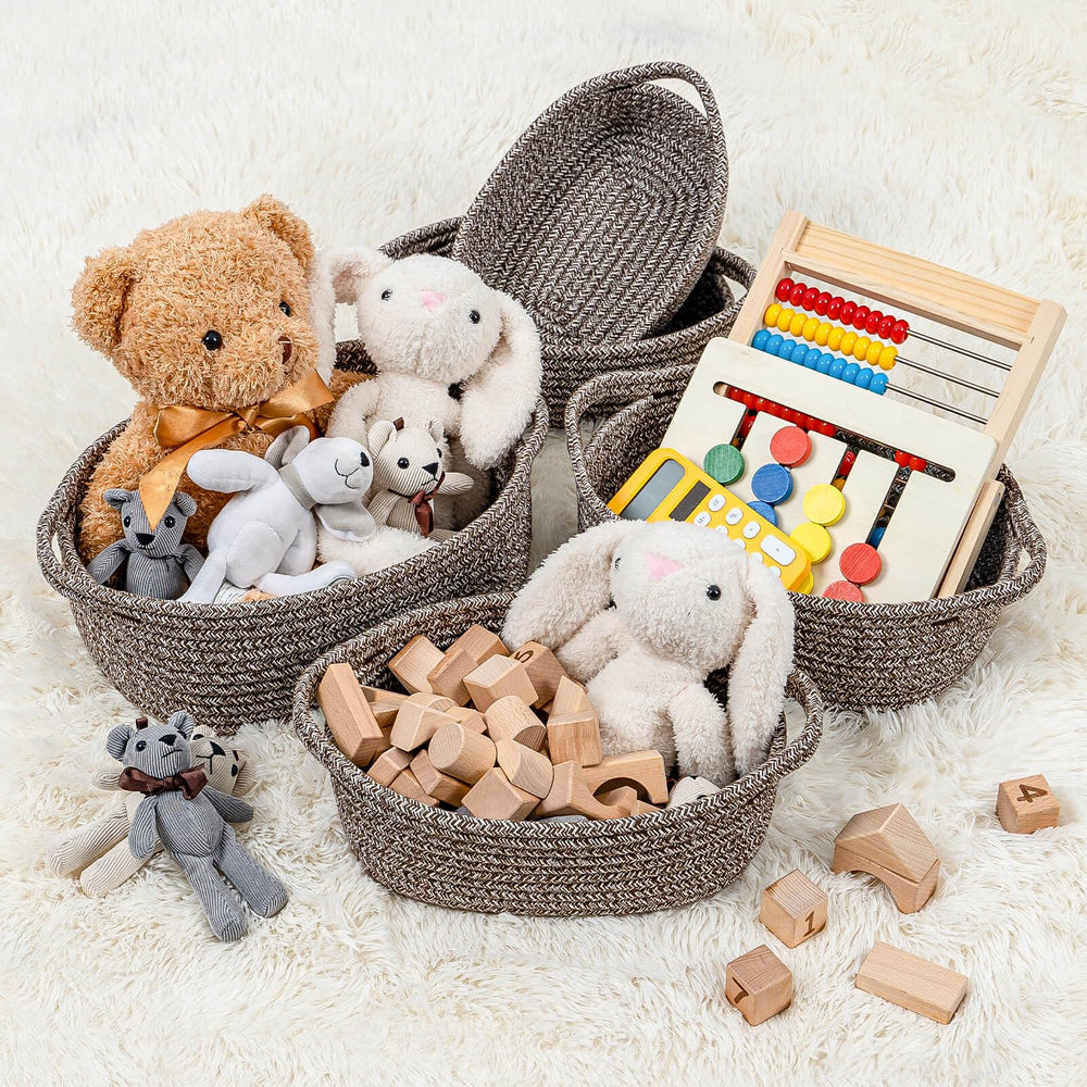 CubesLand five-piece nestable baskets shown together for space-saving and organization.