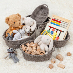 CubesLand five-piece nestable baskets shown together for space-saving and organization.