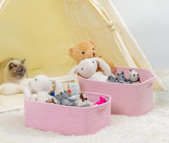 CubesLand nursery toy basket pink keeps toys accessible and neatly contained