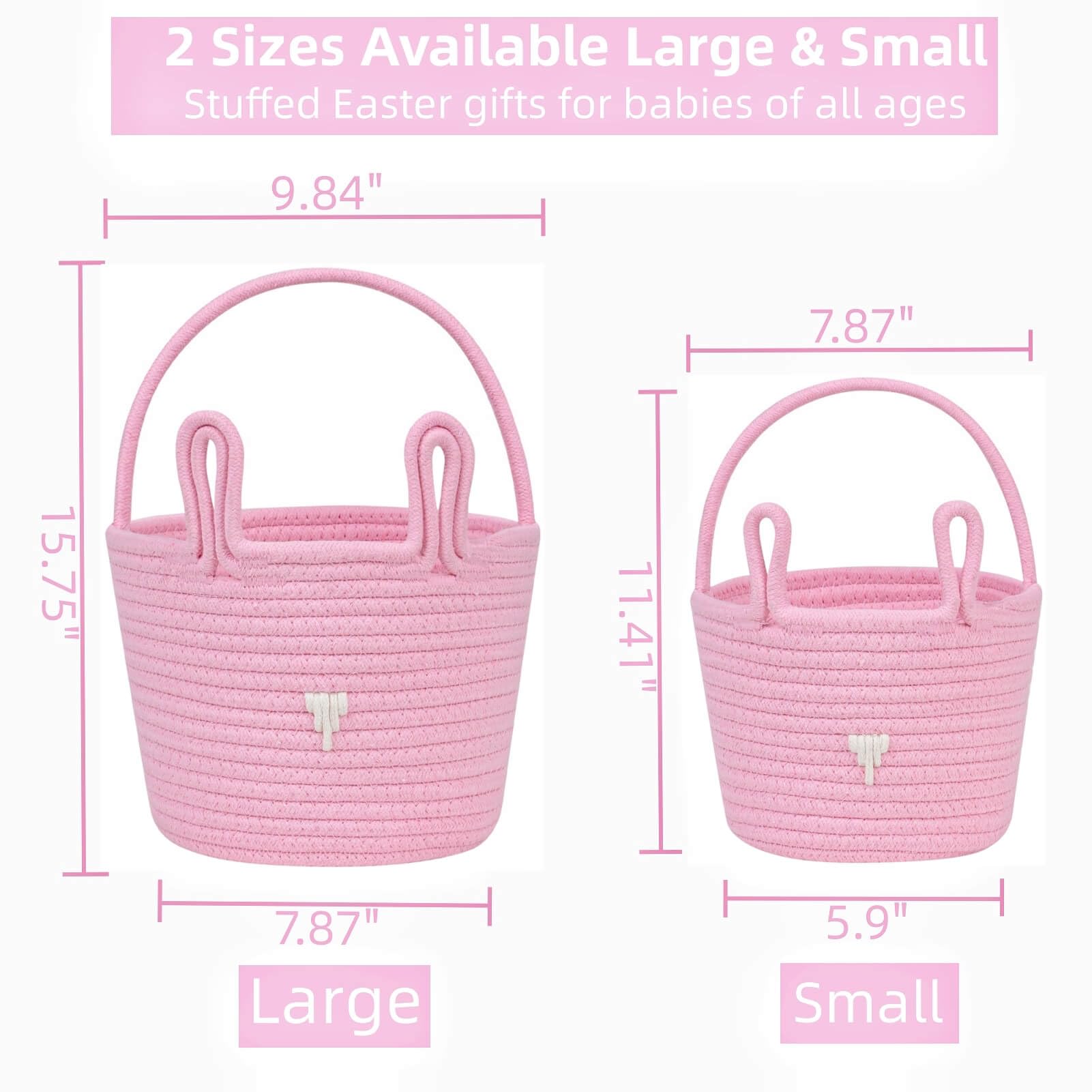 CubesLand pink Easter basket empty inside shows ample space for eggs and small gifts.