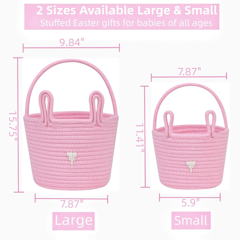 CubesLand pink Easter basket empty inside shows ample space for eggs and small gifts.