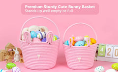 CubesLand pink Easter basket side view demonstrates stable, compact size for small eggs and treats.
