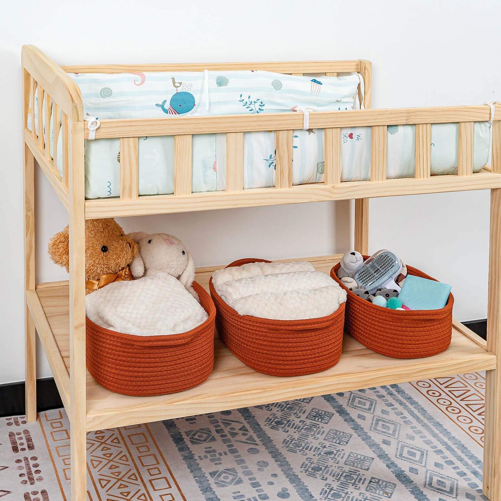 CubesLand rust-colored baskets nest neatly for versatile closet storage