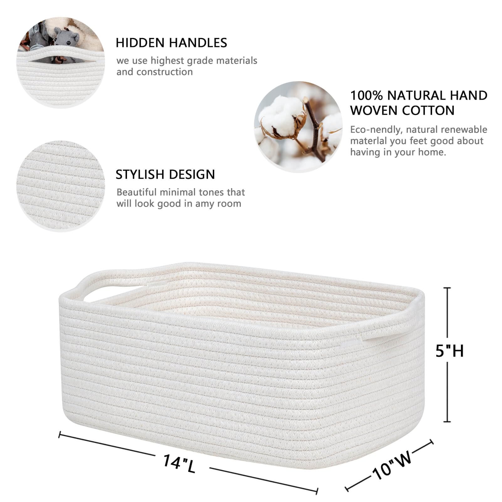 CubesLand small cotton rope basket handle close-up highlights easy access