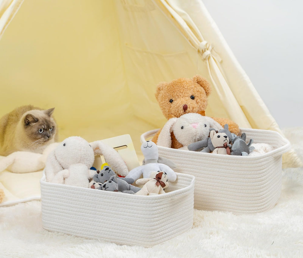 CubesLand small cotton rope basket on a cubby shelf for tidy organization