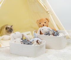 CubesLand small cotton rope basket on a cubby shelf for tidy organization