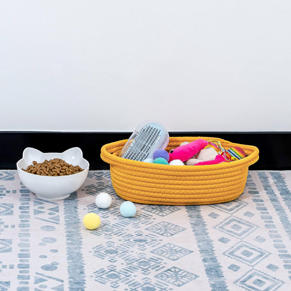 CubesLand decorative bins complement modern decor while corralling remotes and towels.