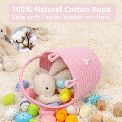 CubesLand woven cotton rope basket close-up shows soft, skin-friendly material and durable weave.