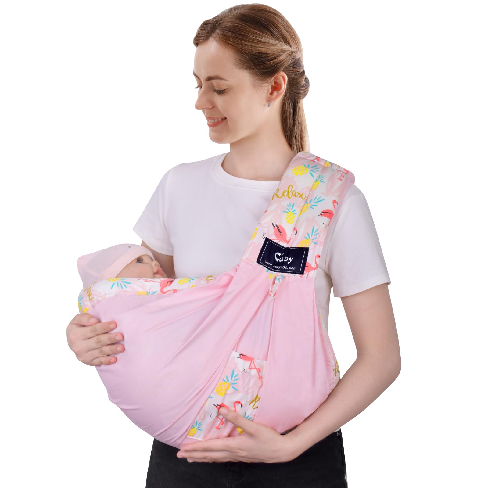 Cuby Baby Carrier soft cotton closeup showing breathable, skin-friendly fabric for all-day comfort.