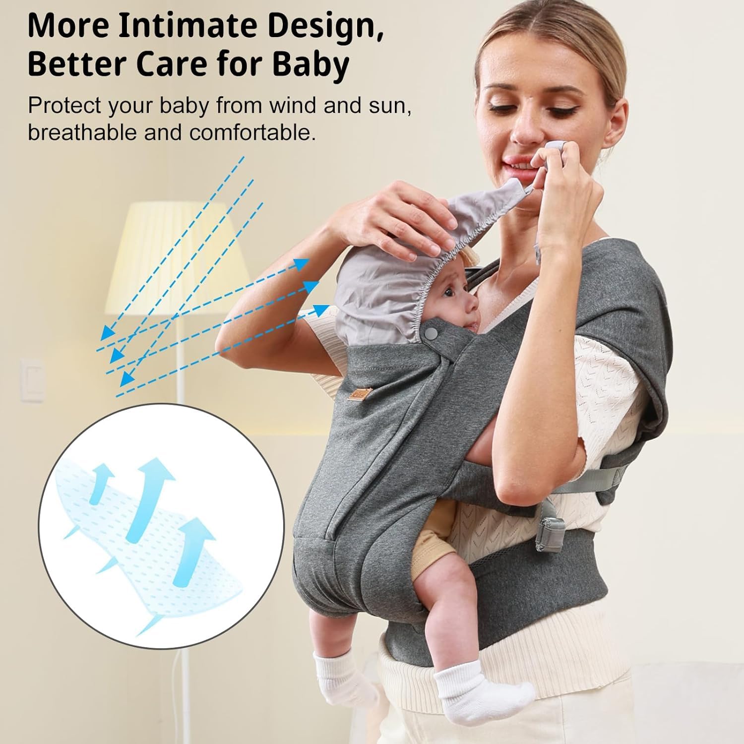 CUBY carrier shows soft knit fabric for lightweight comfort