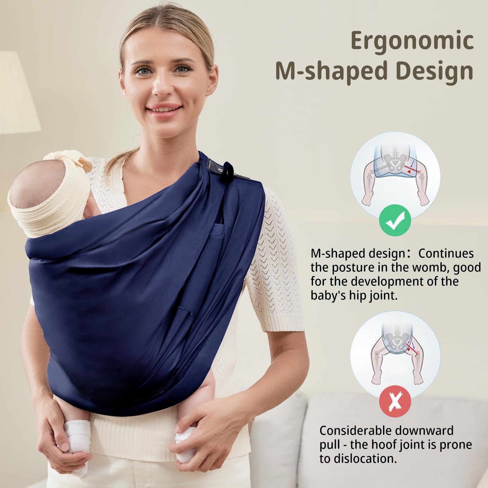 Cuby wrap in dark blue doubles as a nursing cover for discreet feeding