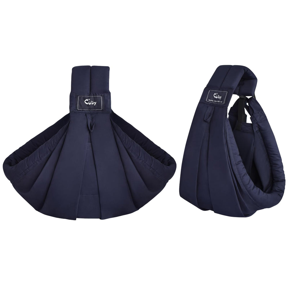 Cuby dark blue carrier keeps baby snug and secure during naps
