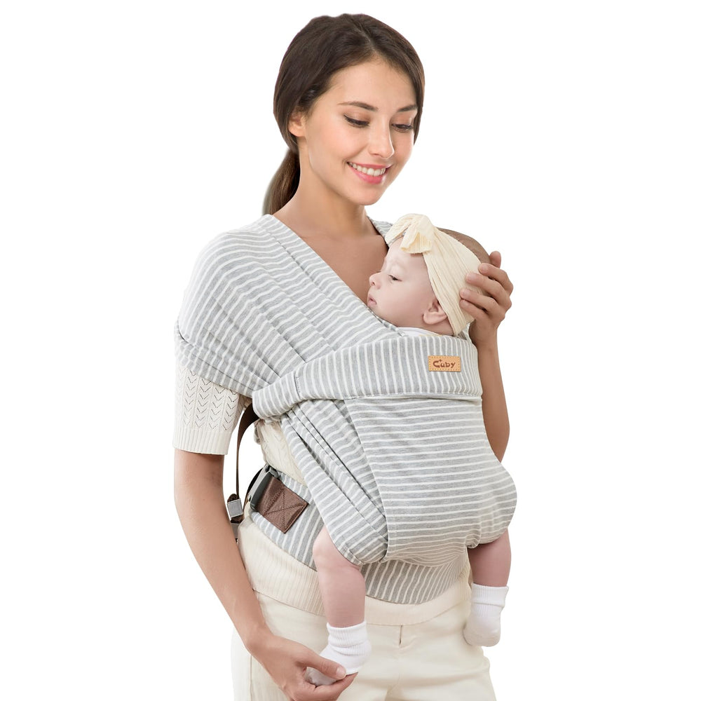 Cuby Baby Wrap with easy-adjust buckle enables quick, secure wearing on the go.
