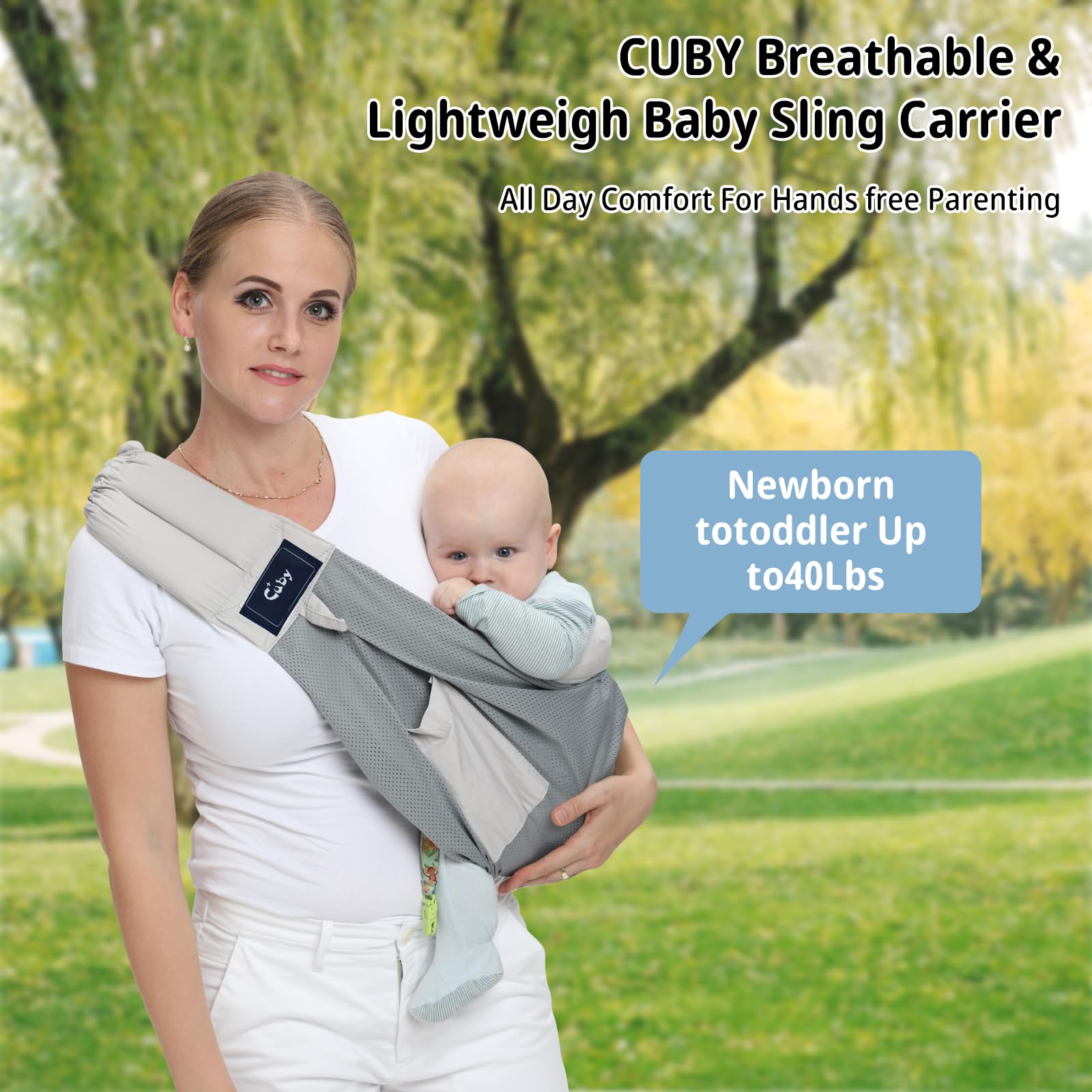 CUBY mesh baby sling breastfeeding cover offers discreet feeding on the move.