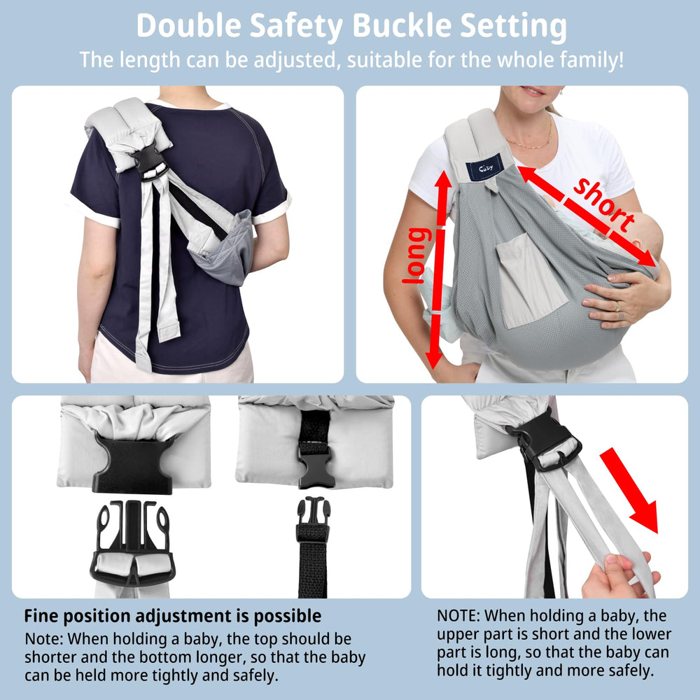 CUBY mesh baby sling breathable 3D mesh promotes cool skin contact.