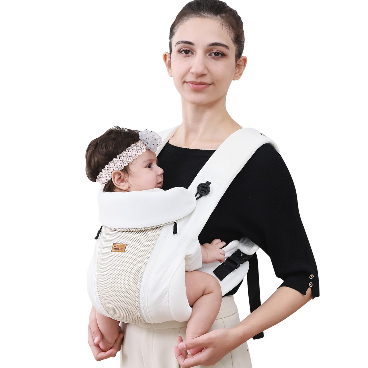 CUBY newborn carrier with head support offering secure head control for early months