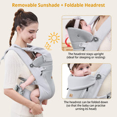 CUBY newborn carrier head-support close-up showing supportive neck pad