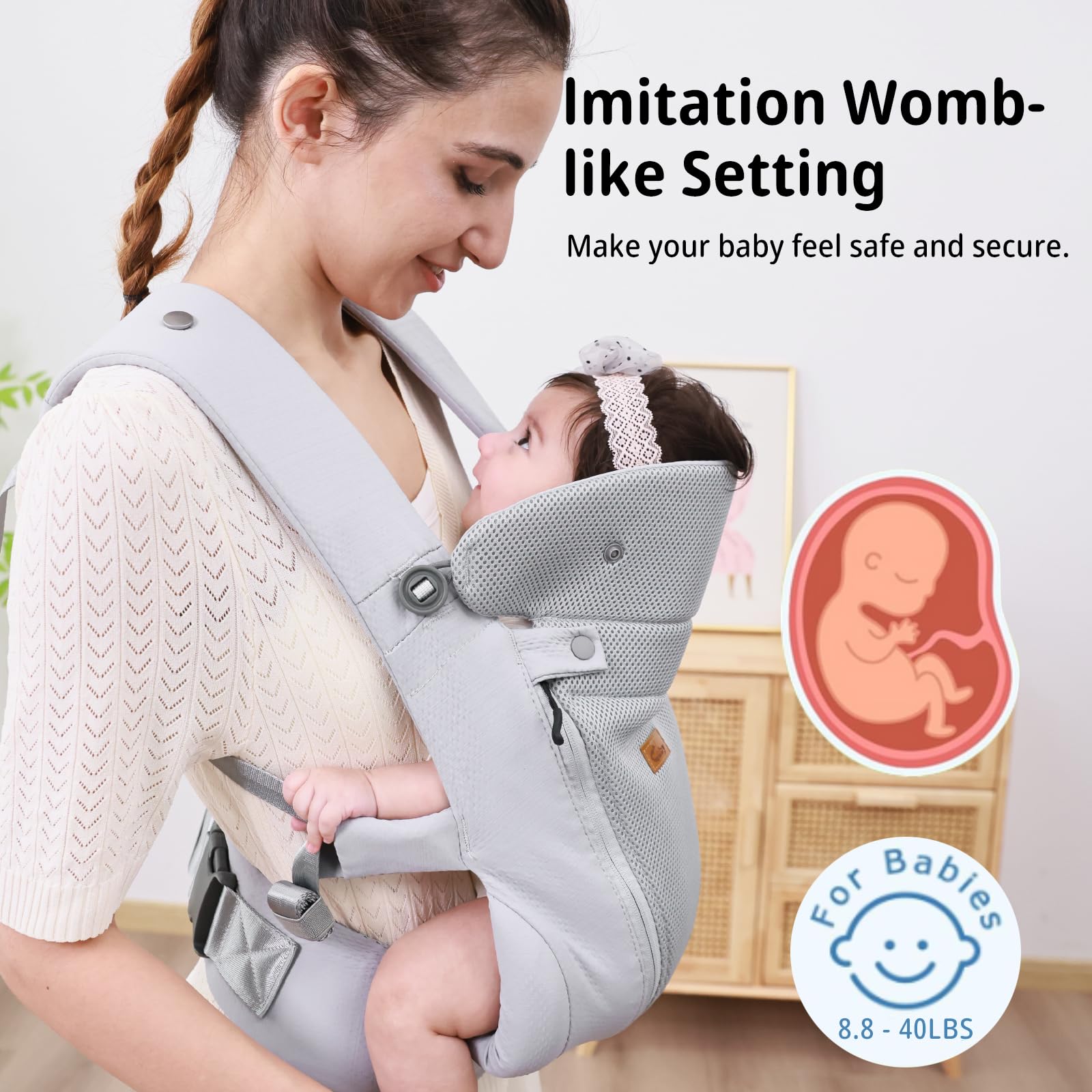 CUBY newborn carrier waist and shoulder belt adjustable for fit