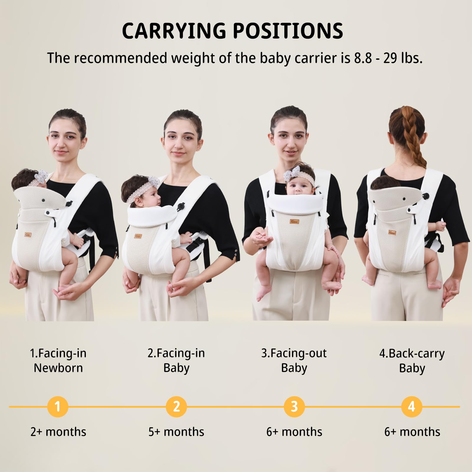 CUBY carrier with side zipper entry for easy one-person wearing