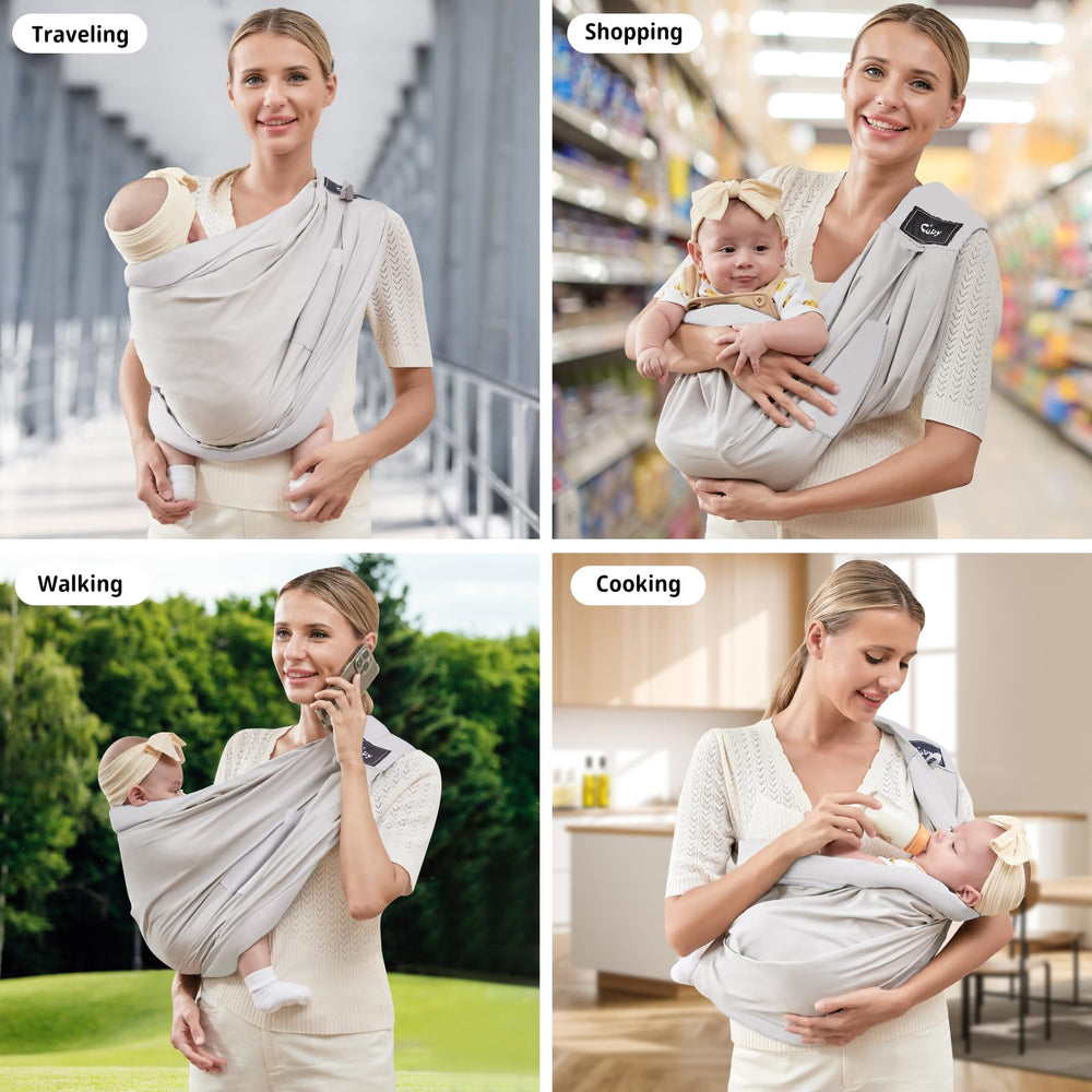 Cuby carrier doubles as nursing cover for discreet feeding.