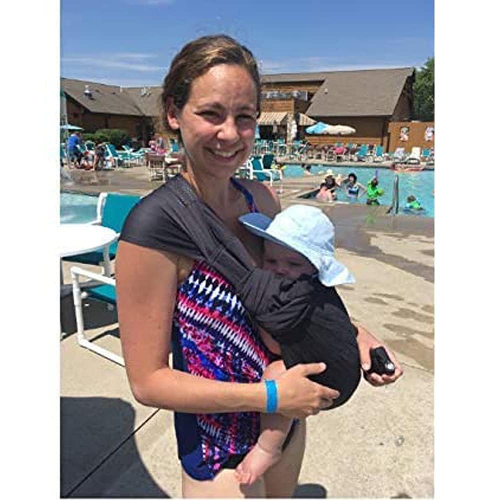 Cuby Water Baby Sling adjustable ring sling demonstrates customizable fit.