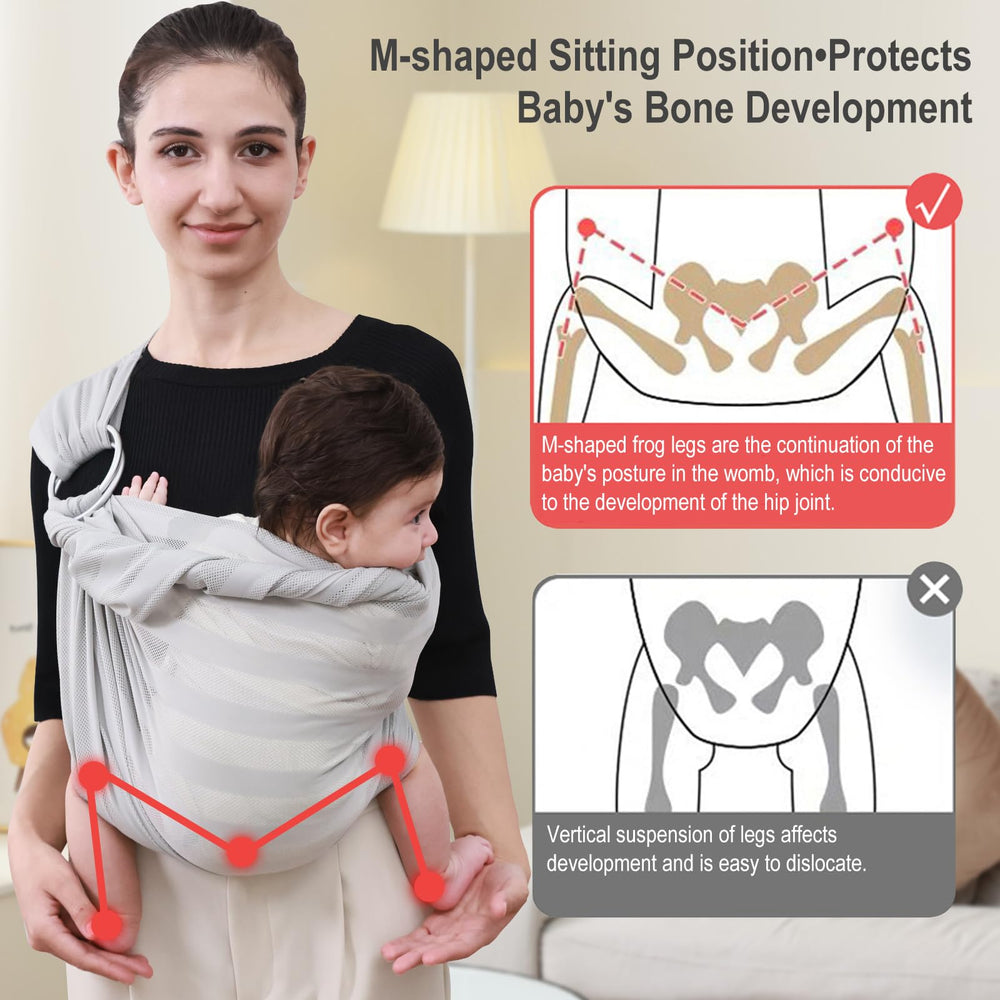 Cuby Water Baby Sling adjustable ring-sling shows customizable fit for growing baby.