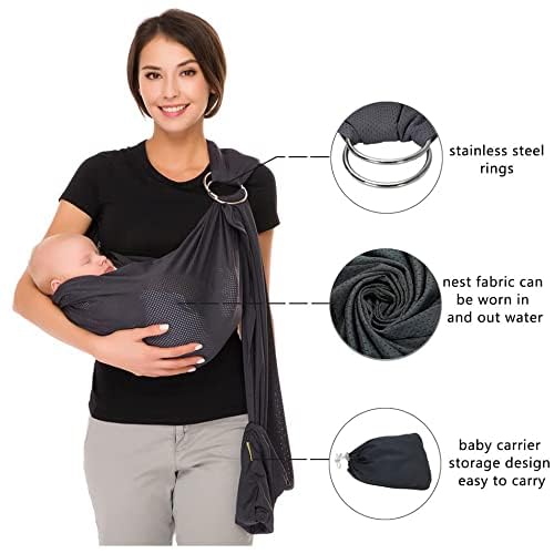 Cuby Water Baby Sling aluminum rings close-up showing secure, adjustable fastening.