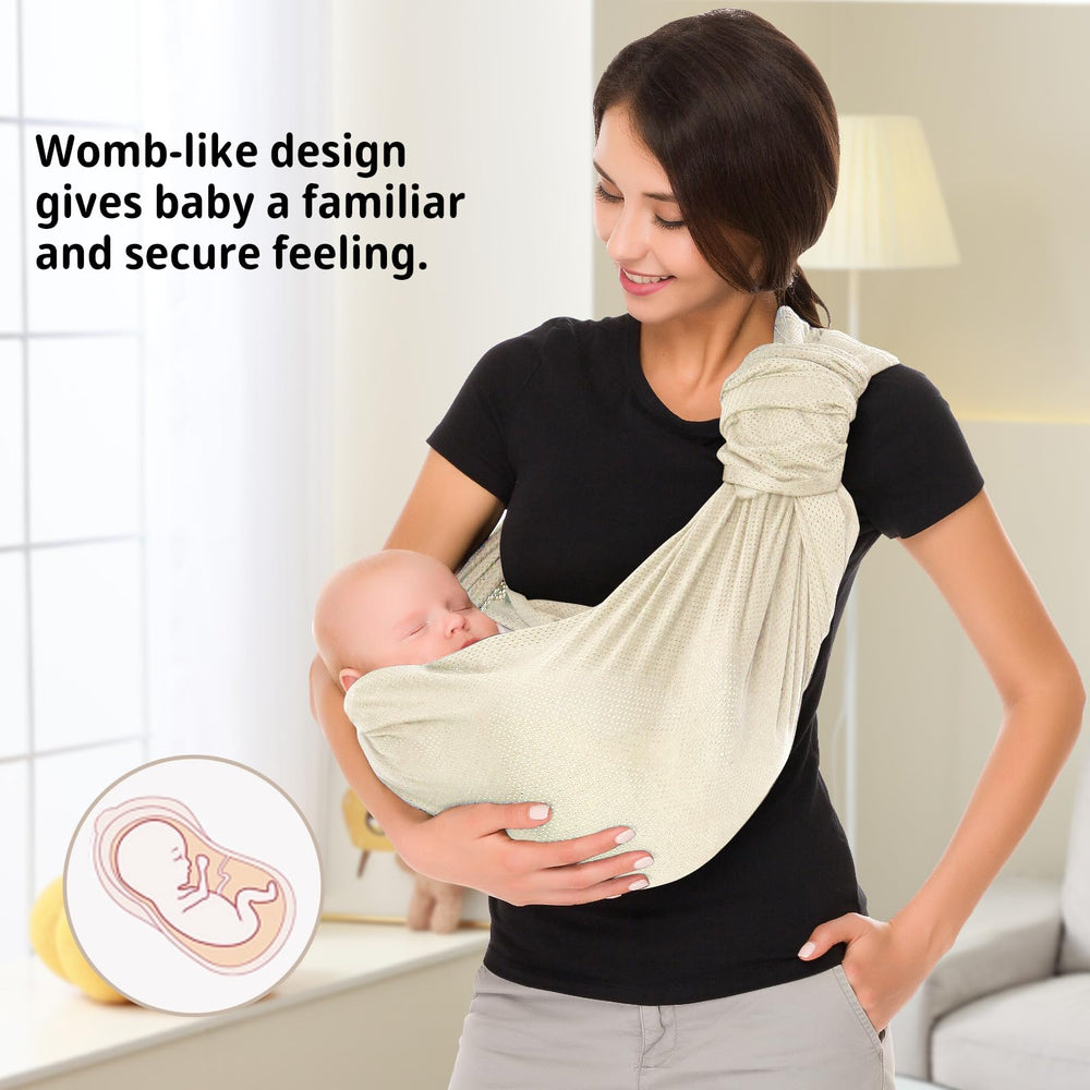 CUBY Water Baby Sling apricot used for private breastfeeding moments