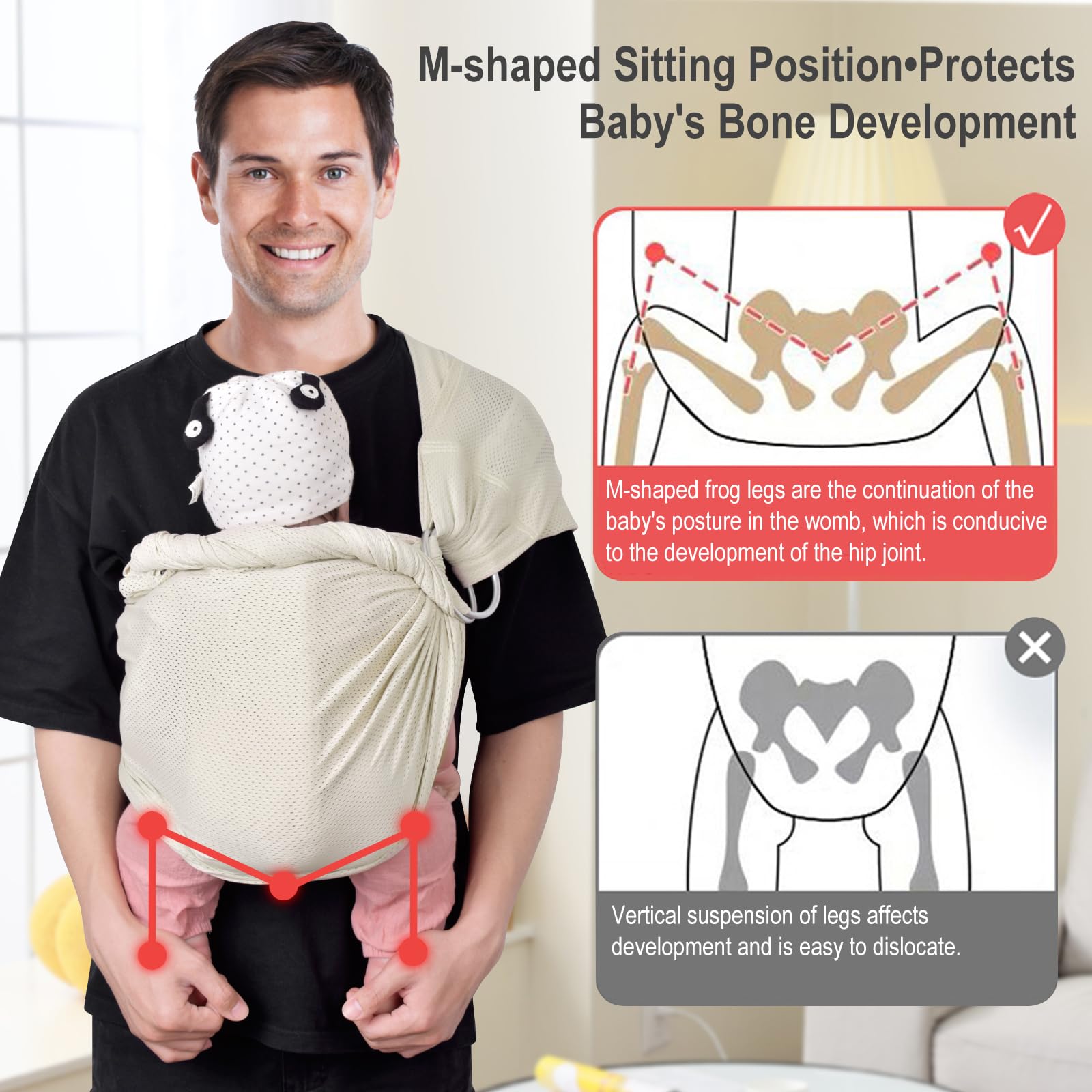 CUBY Water Baby Sling apricot folded compactly for travel