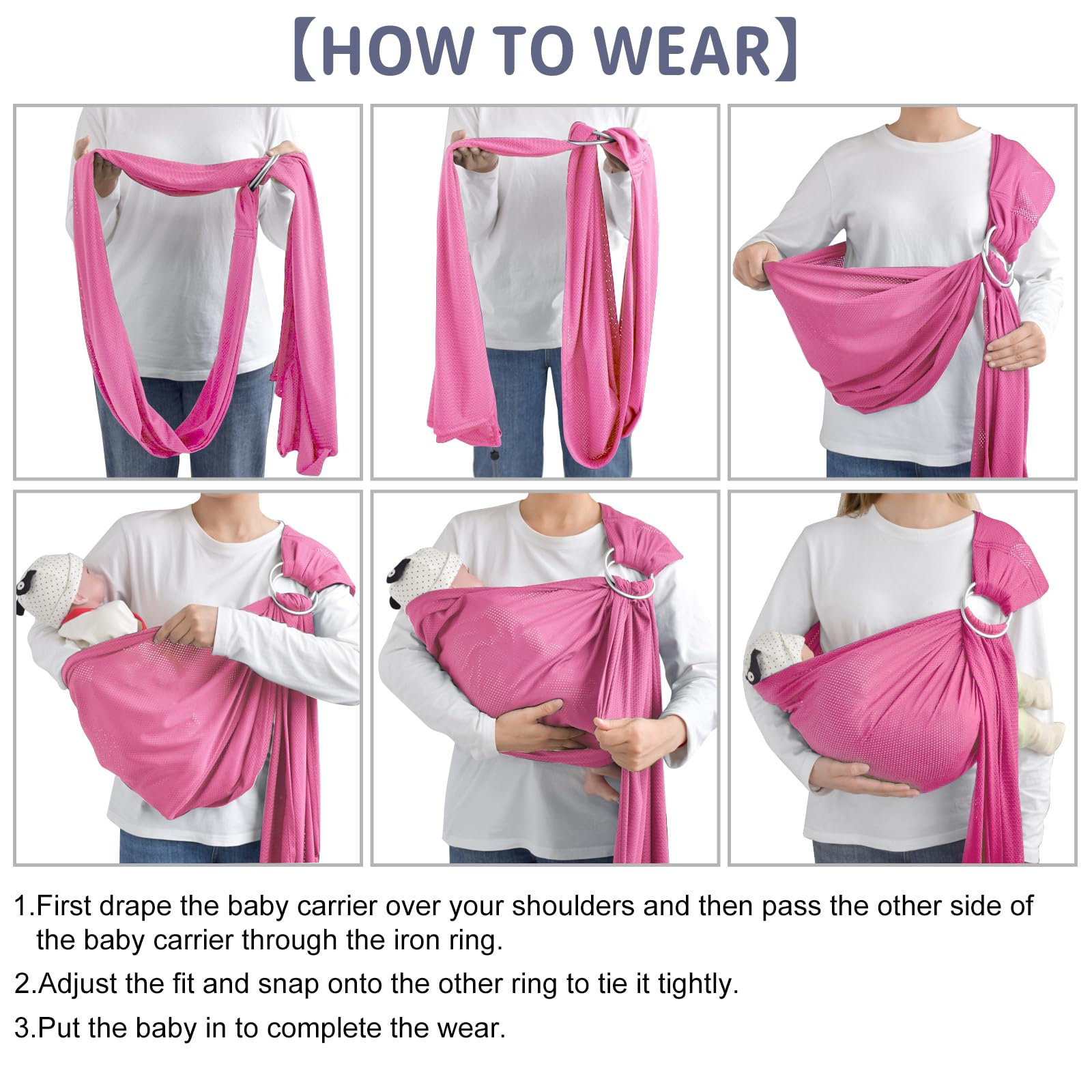 CUBY Water Baby Sling easy-clean fabric in pink