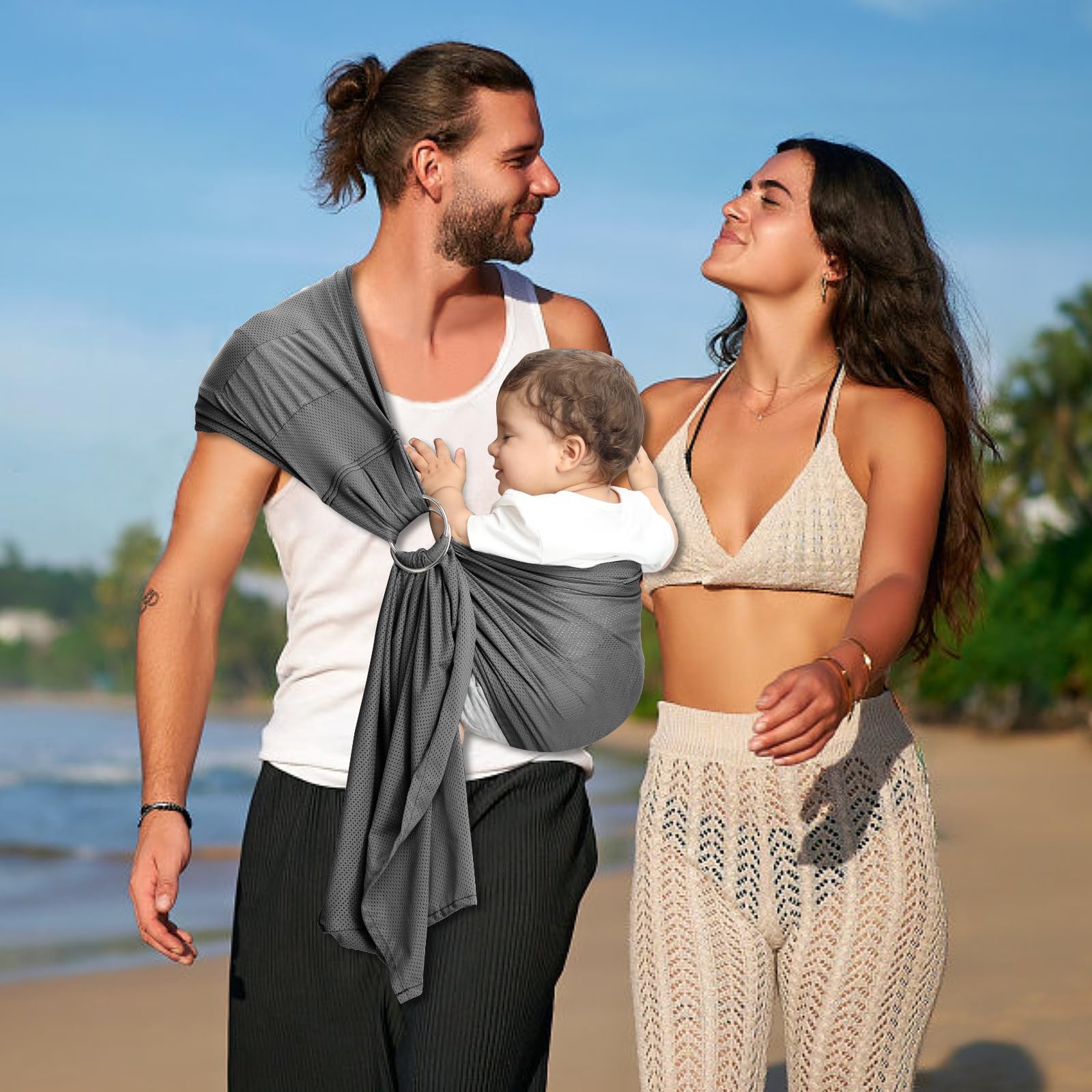 Cuby Water Baby Sling silky-soft fabric close-up for gentle skin contact.