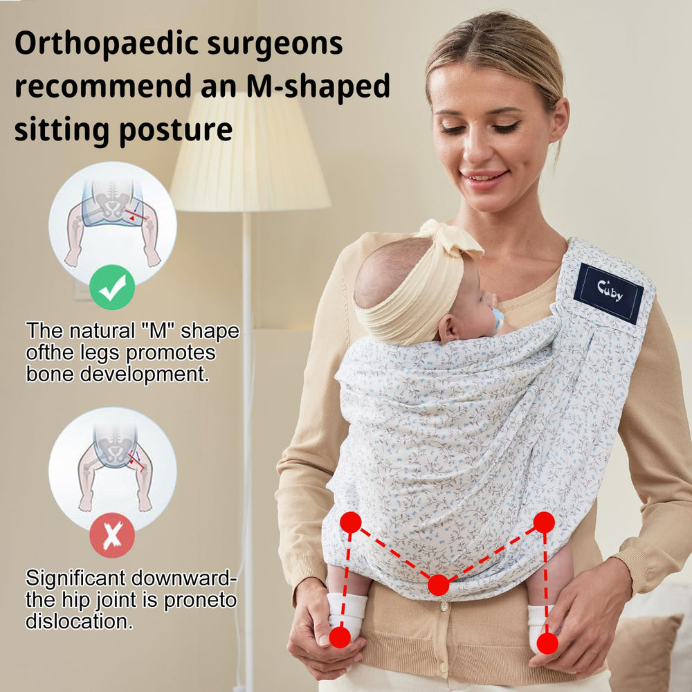 CUBY Wrap adjustable length 53-57 cm for growing babies and caregivers.