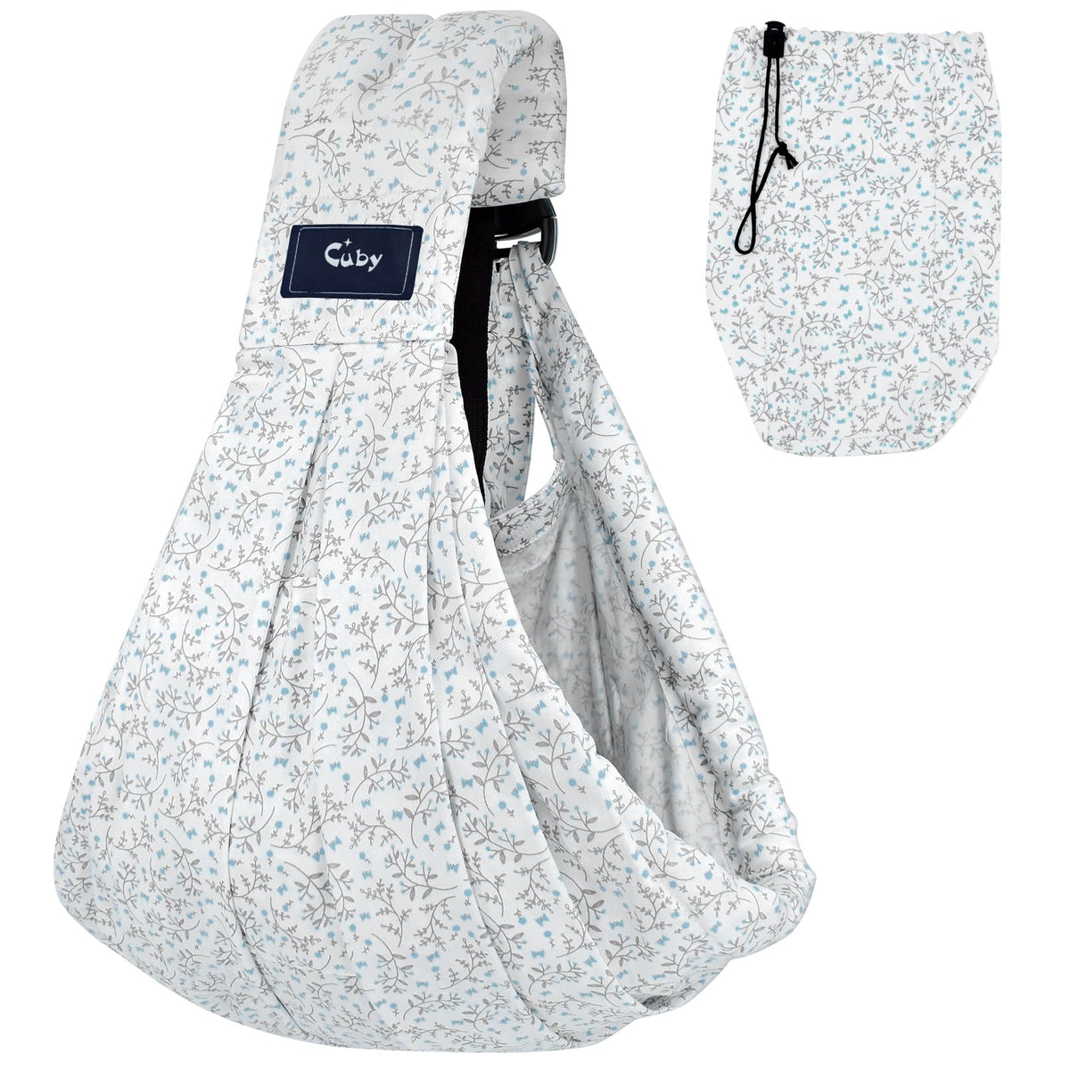 CUBY Wrap Baby Sling Carrier front-view for quick, comfortable front carries.