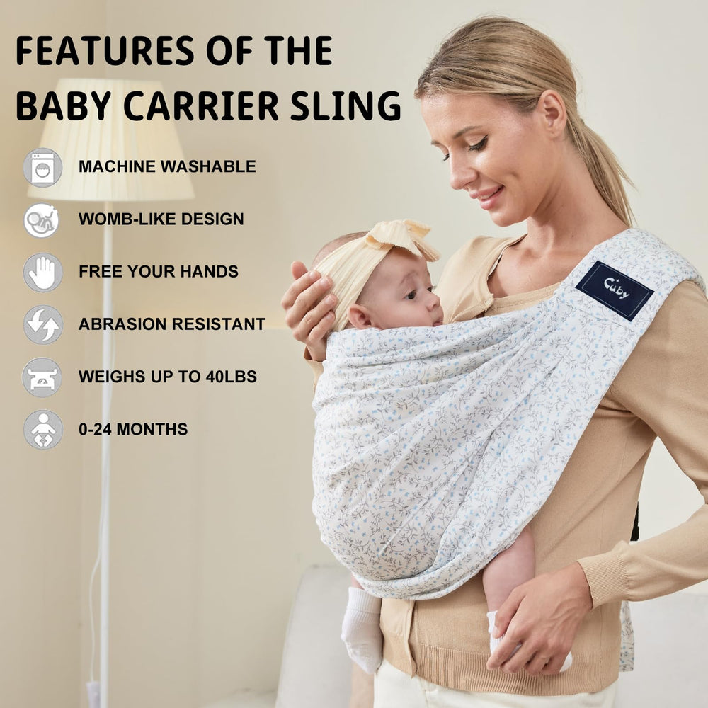 CUBY Wrap ergonomic cotton pad highlights baby support and skin comfort.