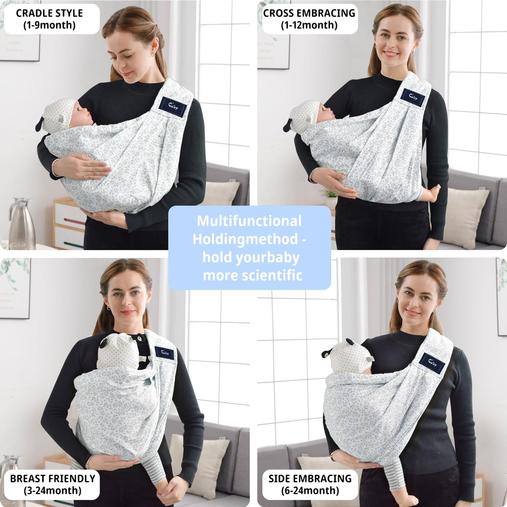 CUBY Wrap soft breathable cotton for all-season comfort with baby.