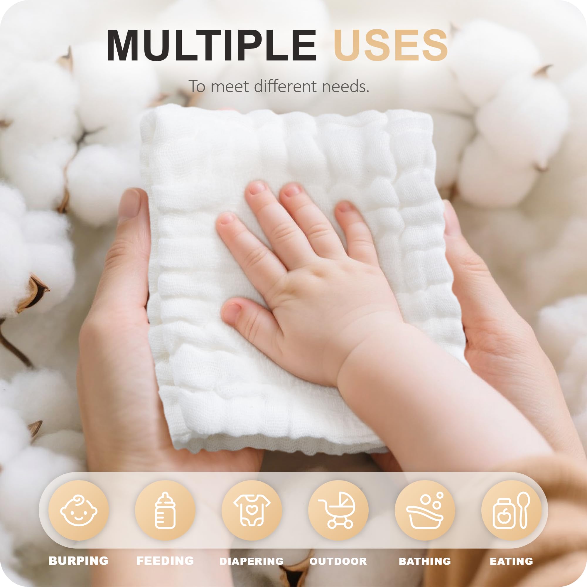 Cuddle Campus baby burp cloths washcloths, versatile for spills and burps.