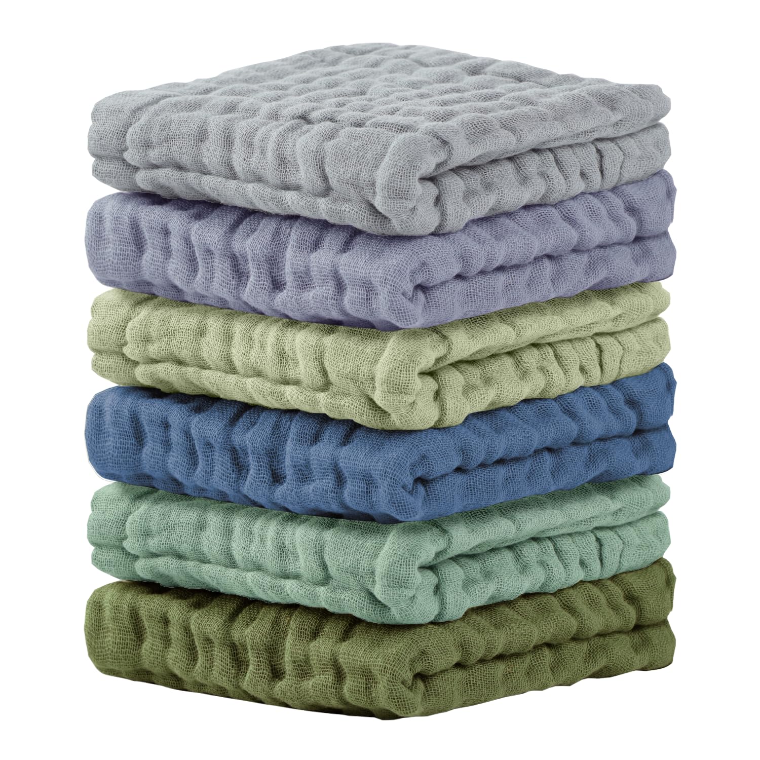 Cuddle Campus baby washcloths 6-pack soft and gentle for newborn skin during bath time.