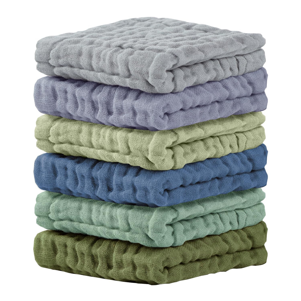 Cuddle Campus baby washcloths 6-pack soft and gentle for newborn skin during bath time.