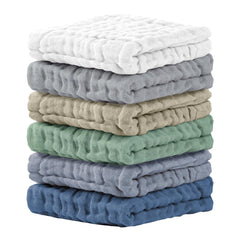 Cuddle Campus baby washcloths six-pack, ultra-soft for bath time comfort.