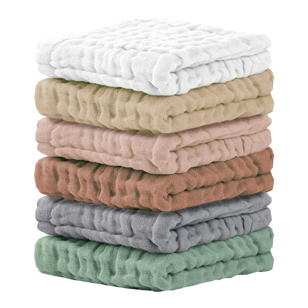 Cuddle Campus baby washcloths 6-pack — absorbent bath cloth for quick moisture pickup