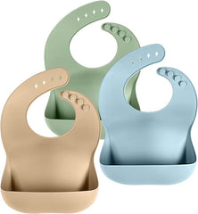 Cuddle Campus silicone bibs set-3 showing soft neckband for gentle toddler mealtime