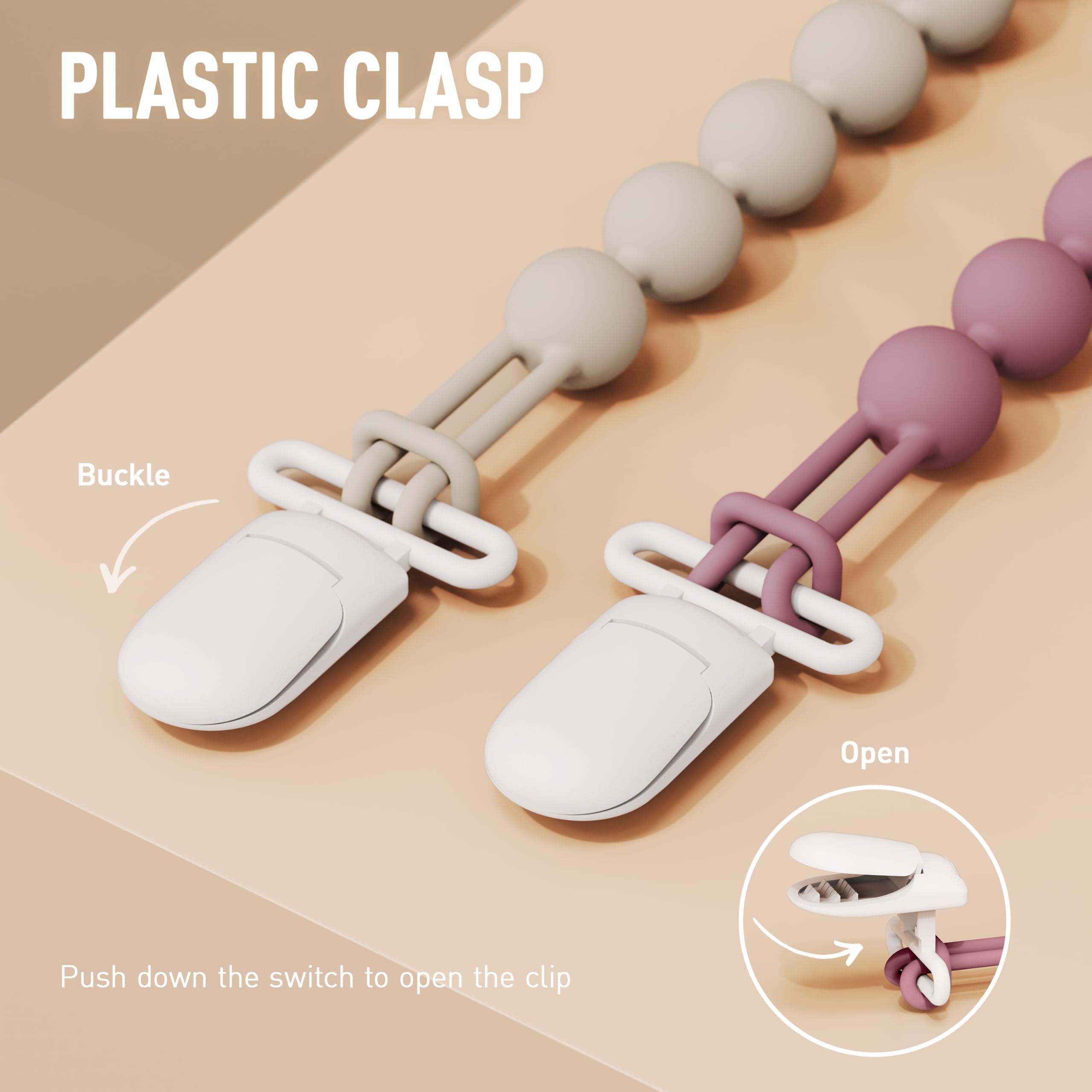 Cuddle Campus easy-to-use loop-through attachment keeps pacifier secure.