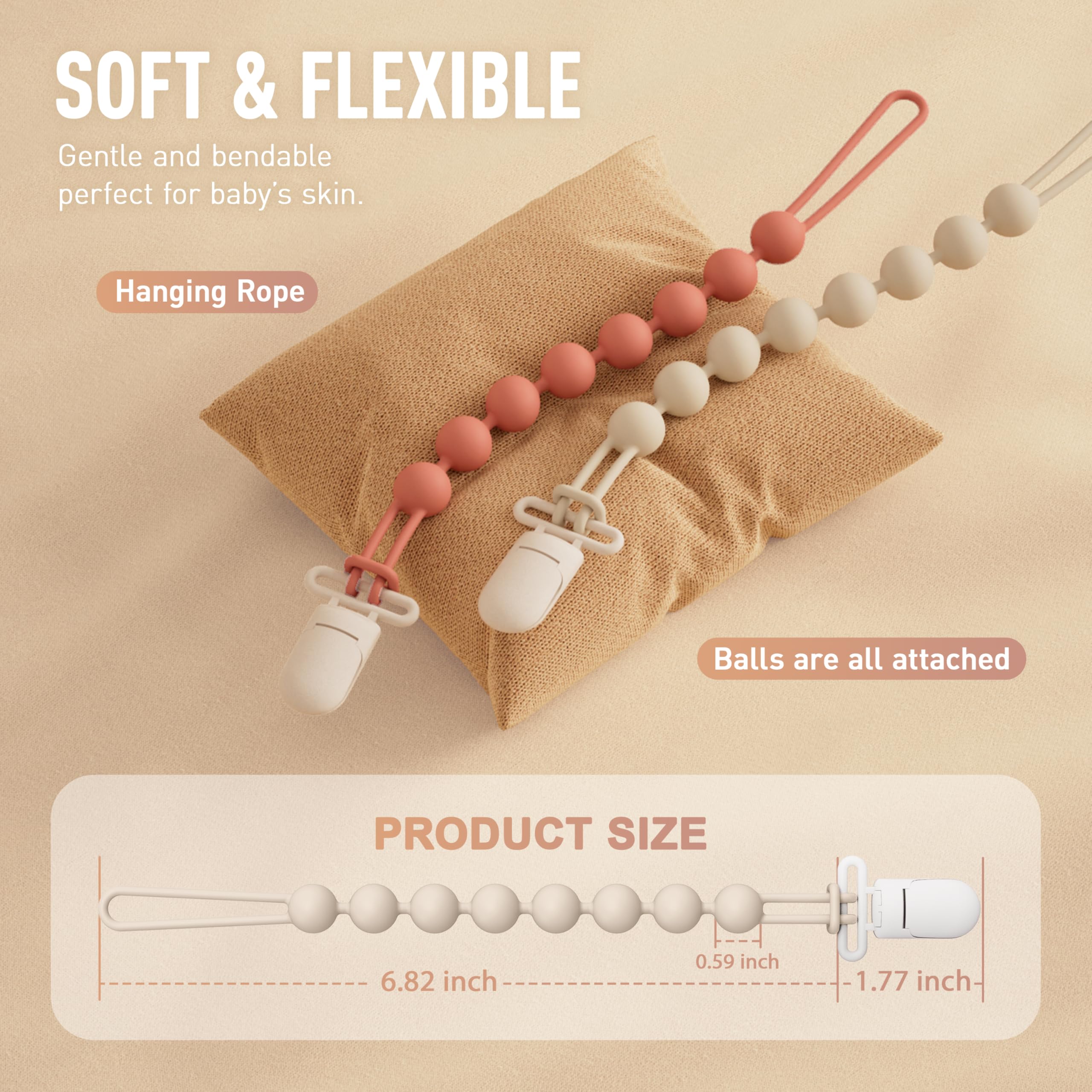 Cuddle Campus food-grade silicone beads shown for easy cleaning and baby-safe use