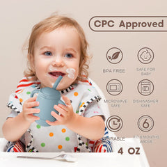 Cuddle Campus open cup with baby hands supports self-feeding