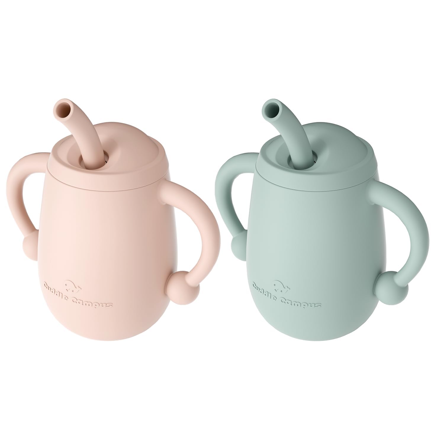 Cuddle Campus pack-2 silicone baby training cups for gentle sipping practice.